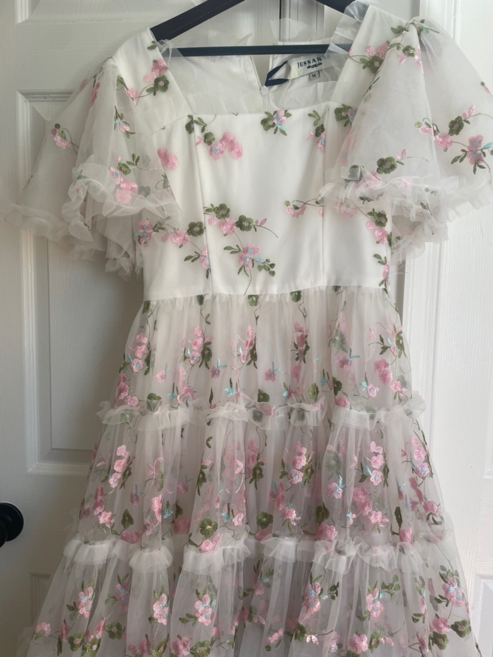 Jess and Aiden White Floral Embroidered Tulle Dress - Picture 4 of 4